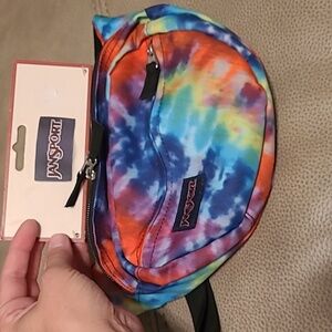 NWT retro JANSPORT fanny pack in Rainbow tye-die.